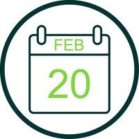febrero línea circulo icono diseño vector