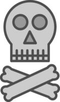 cráneo línea lleno escala de grises icono diseño vector