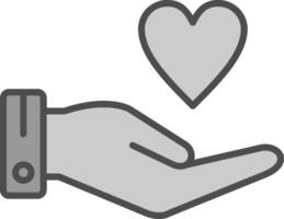 Hand Heart Line Filled Greyscale Icon Design vector