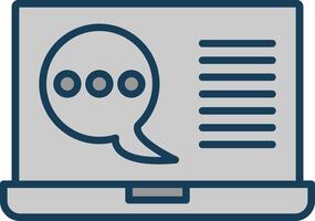 Laptop Info Chat Line Filled Greyscale Icon Design vector