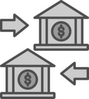 Bank to Bank Line Filled Greyscale Icon Design vector