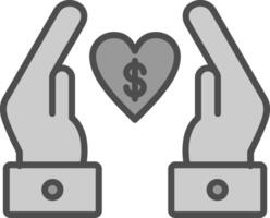 Chrity Donation Line Filled Greyscale Icon Design vector