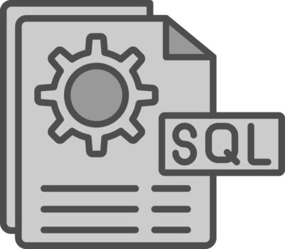 sql archivo línea lleno escala de grises icono diseño vector