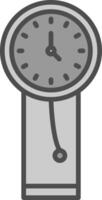 reloj línea lleno escala de grises icono diseño vector