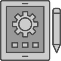 tableta línea lleno escala de grises icono diseño vector