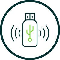 Usb Line Circle Icon Design vector