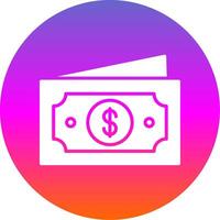 papel dinero glifo degradado circulo icono diseño vector