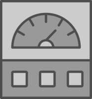 amperímetro línea lleno escala de grises icono diseño vector