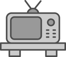 televisión línea lleno escala de grises icono diseño vector