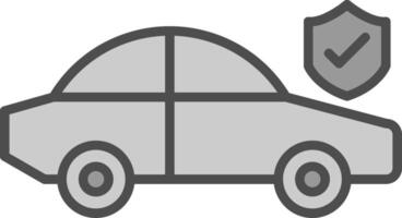 coche seguro línea lleno escala de grises icono diseño vector