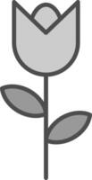 Tulip Line Filled Greyscale Icon Design vector