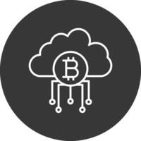 nube bitcoin línea invertido icono diseño vector