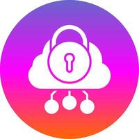 seguridad nube glifo degradado circulo icono diseño vector