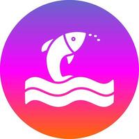 Fish Glyph Gradient Circle Icon Design vector