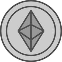 ethereum línea lleno escala de grises icono diseño vector