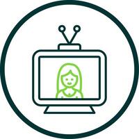 Television Line Circle Icon Design vector