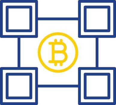 blockchain blockchain línea dos color icono diseño vector