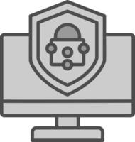 seguridad computadora reparar línea lleno escala de grises icono diseño vector