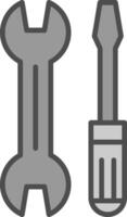 Wrench and Screw Driver Line Filled Greyscale Icon Design vector