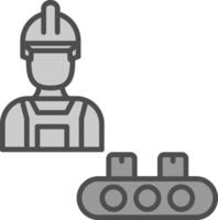 industrial trabajador línea lleno escala de grises icono diseño vector