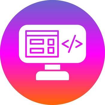 programa codificación glifo degradado circulo icono diseño vector