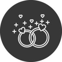 Boda anillos línea invertido icono diseño vector