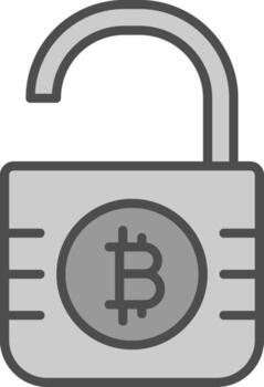 Unsecure Bitcoin Line Filled Greyscale Icon Design vector