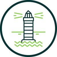 Lighthouse Line Circle Icon Design vector