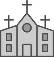 Iglesia línea lleno escala de grises icono diseño vector