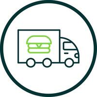 comida camión línea circulo icono diseño vector