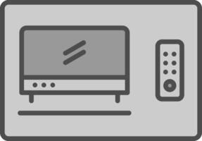 televisión caja línea lleno escala de grises icono diseño vector