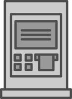 Cajero automático línea lleno escala de grises icono diseño vector