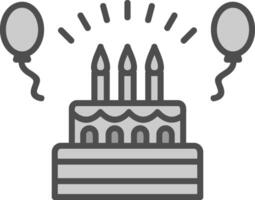 cumpleaños línea lleno escala de grises icono diseño vector