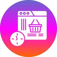 compras hora glifo degradado circulo icono diseño vector