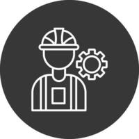 construccion trabajador línea invertido icono diseño vector