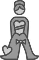 Bride Line Filled Greyscale Icon Design vector