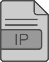 ip archivo formato línea lleno escala de grises icono diseño vector