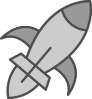 Rocket Ship Line Filled Greyscale Icon Design vector