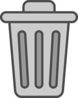 Dustbin Line Filled Greyscale Icon Design vector