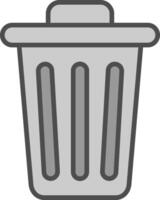 Dustbin Line Filled Greyscale Icon Design vector