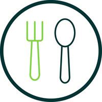 Spoon And Fork Line Circle Icon Design vector