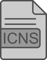 icns archivo formato línea lleno escala de grises icono diseño vector