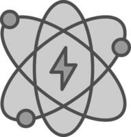 atómico energía línea lleno escala de grises icono diseño vector