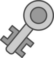 Old Key Line Filled Greyscale Icon Design vector