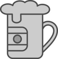 cerveza línea lleno escala de grises icono diseño vector
