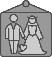 Boda fotos línea lleno escala de grises icono diseño vector