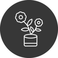 Flowerpot Line Inverted Icon Design vector