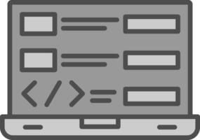 codificación línea lleno escala de grises icono diseño vector