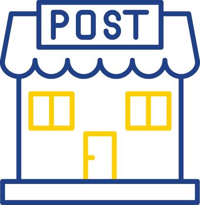 Post Office Line Two Colour Icon Design