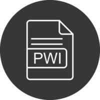 pwi archivo formato línea invertido icono diseño vector